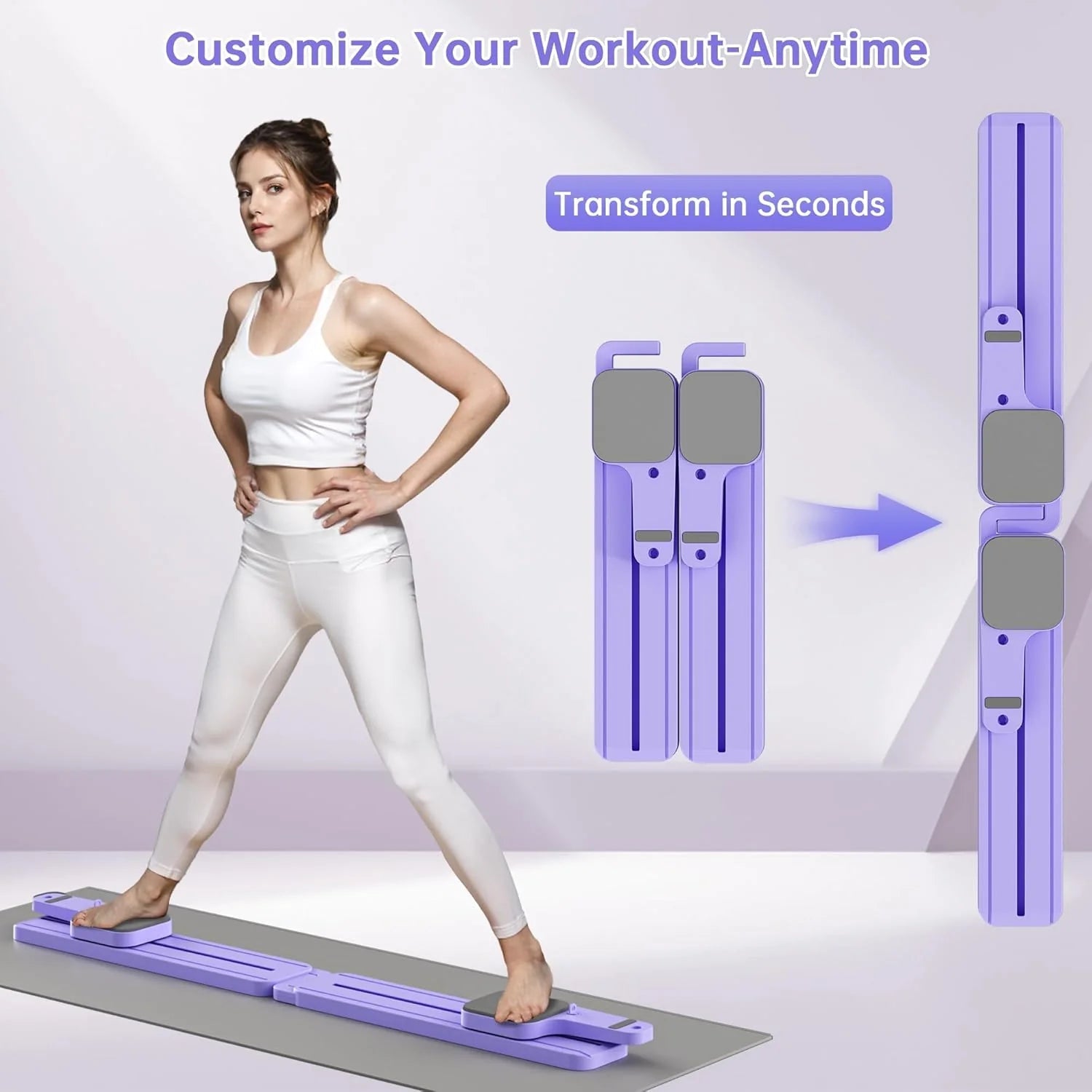 Pilates Board with Resistance Bands, 7-In-1 Foldable Pilates Reformer Set, Pilates Reformer Machine for Home Workout, Core Strengthener, Ab Workout, Glute & Leg Toning