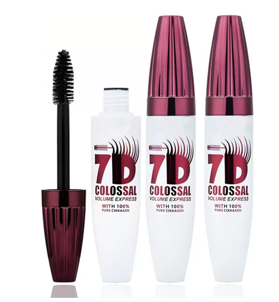 7D Waterproof Volume Mascara, Black Lengthening Thickening Softer Fuller Lashes Mascara, Long Lasting Natural Curling Lashes for Professional Eye Makeup, for Women and Girls (2Pcs)